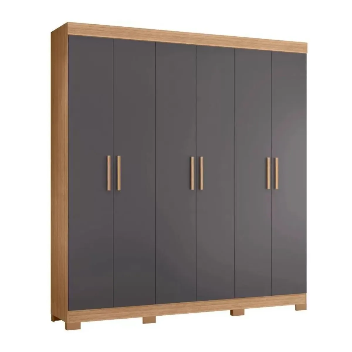 Guarda-Roupa Casal 6 Portas 2 Gavetas Amarok Nature/Titanium Albatroz