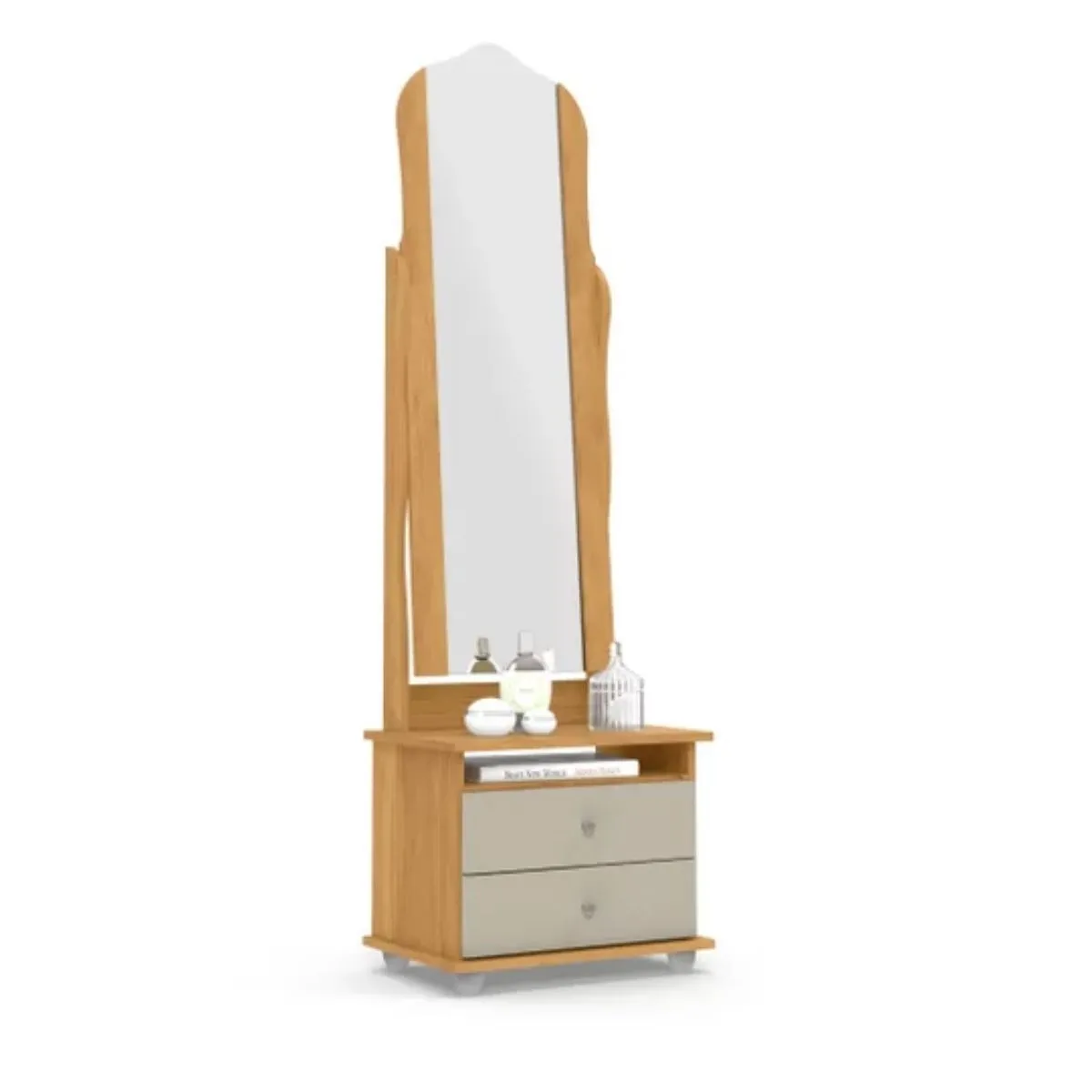 Toucador 2 Gavetas com Espelho Magic New Cinamomo/Off White Patrimar