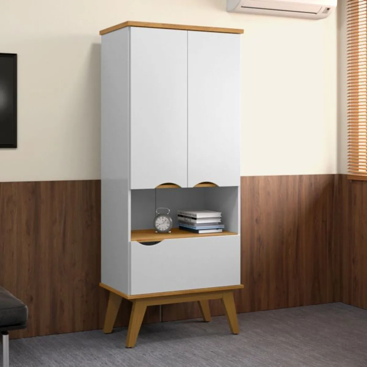 Armário Multiuso Prism Branco Acetinado/Cinamomo Patrimar