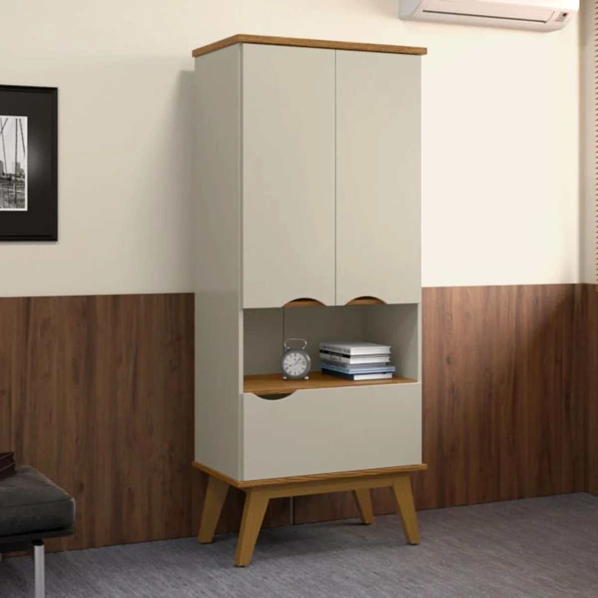 Armário Multiuso Prism Off White/Cumaru Patrimar