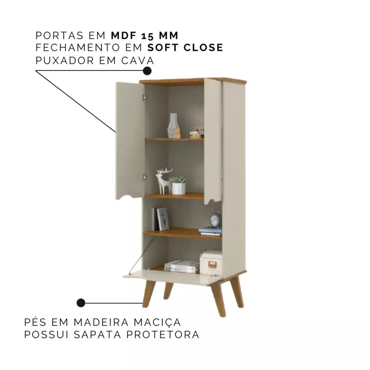 Armário Multiuso Prism Off White/Cumaru Patrimar