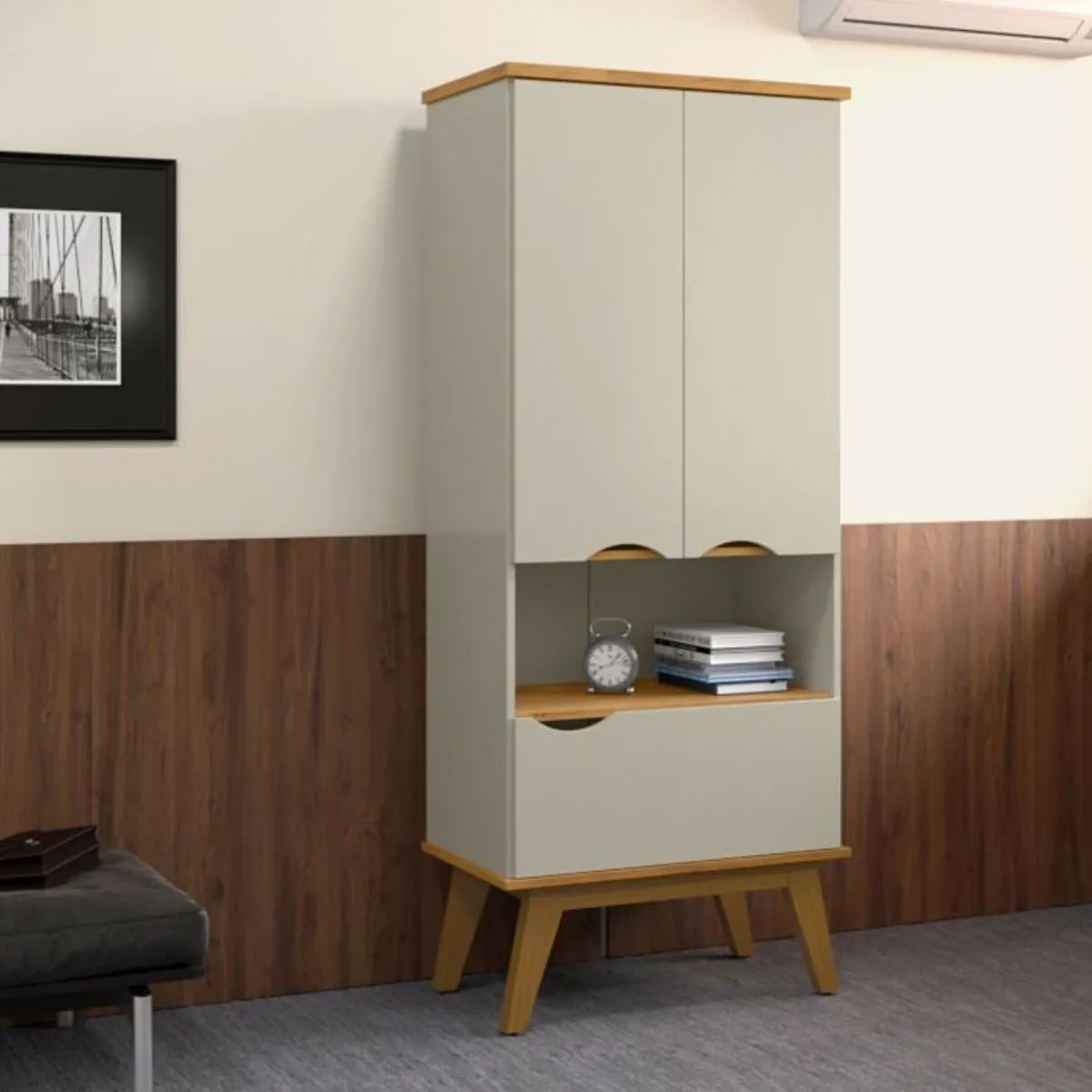 Armário Multiuso Prism Off White/Cinamomo Patrimar