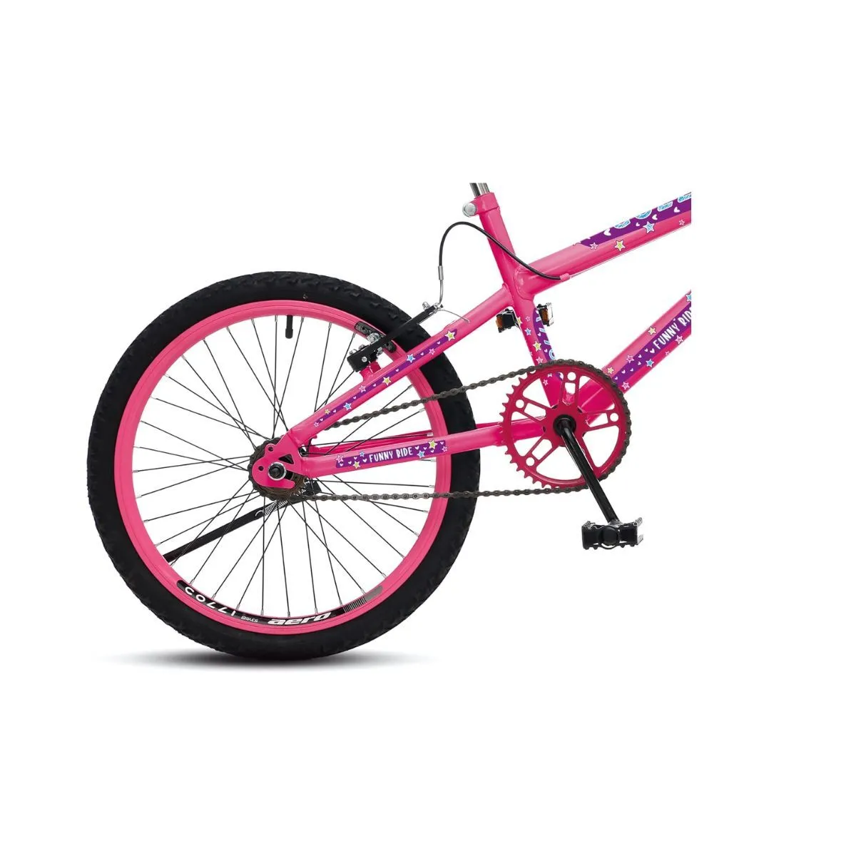 Bicicleta Infantil Aro 20 Jully Freios V-Brake Sem Marchas com Cesta Rosa Neon D - Colli
