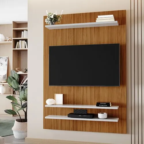 Painel Suspenso NT 1195 para TV Até 50 Polegadas 3 Prateleiras Freijó Trend/Off White