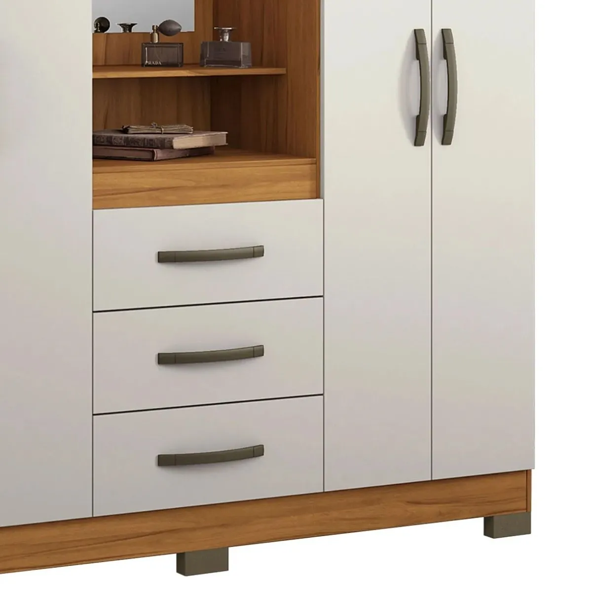 Guarda-Roupa Casal Capelinha NT 5015 Com Espelho Freijó Trend/Off White - Notável