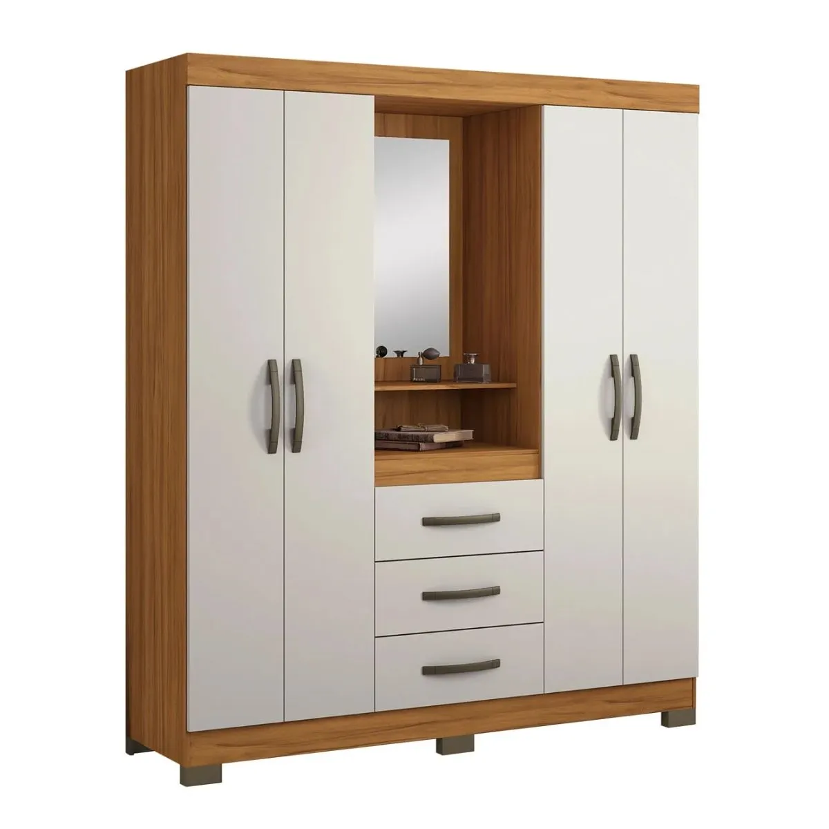 Guarda-Roupa Casal Capelinha NT 5015 Com Espelho Freijó Trend/Off White - Notável