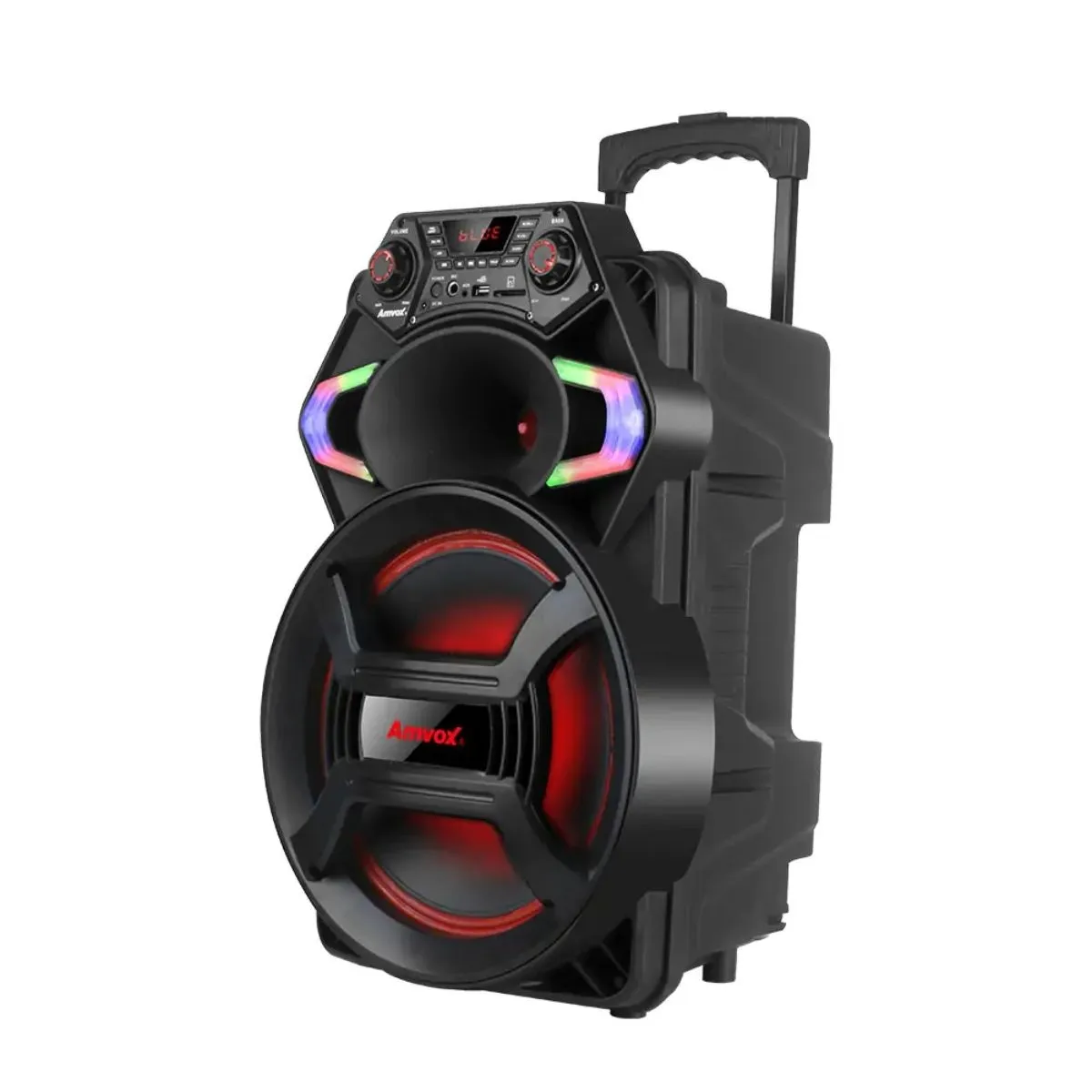 Caixa de Som Amplificada Amvox Aca 550 Preta 550W Strondo II Bluetooth Bateria RMS Bivolt