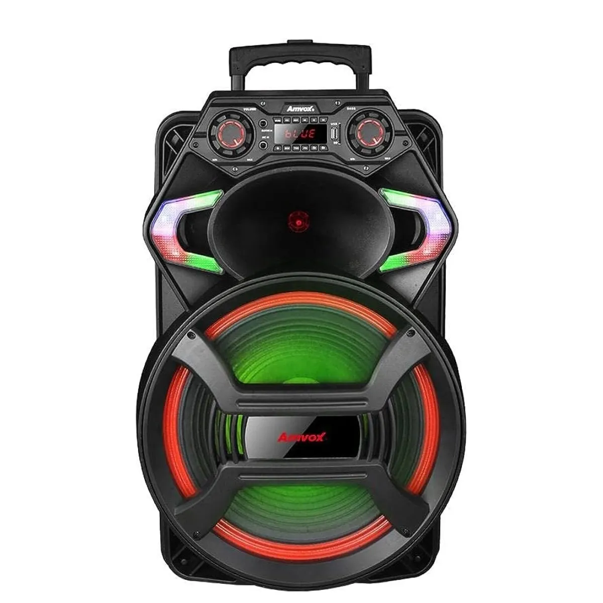 Caixa de Som Amplificada Amvox Aca 550 Preta 550W Strondo II Bluetooth Bateria RMS Bivolt