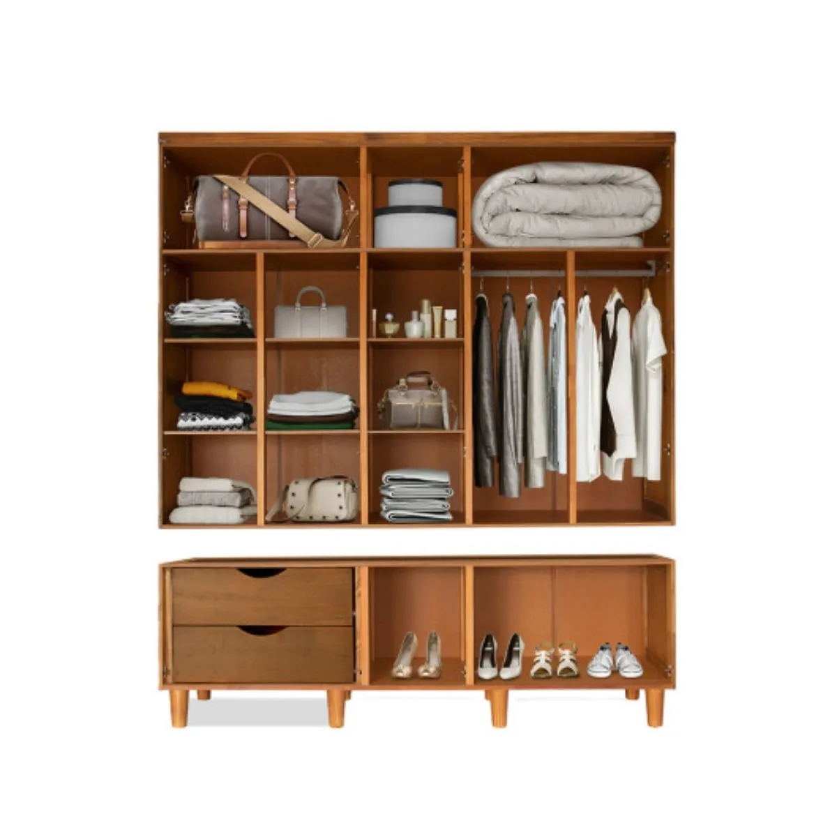 Guarda-Roupa Casal com Espelho Maranhão 5 Portas 2 Gavetas Castanho