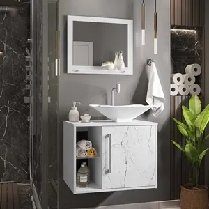 Conjunto para Banheiro Baden com Cuba e Espelheiro Branco Carrara