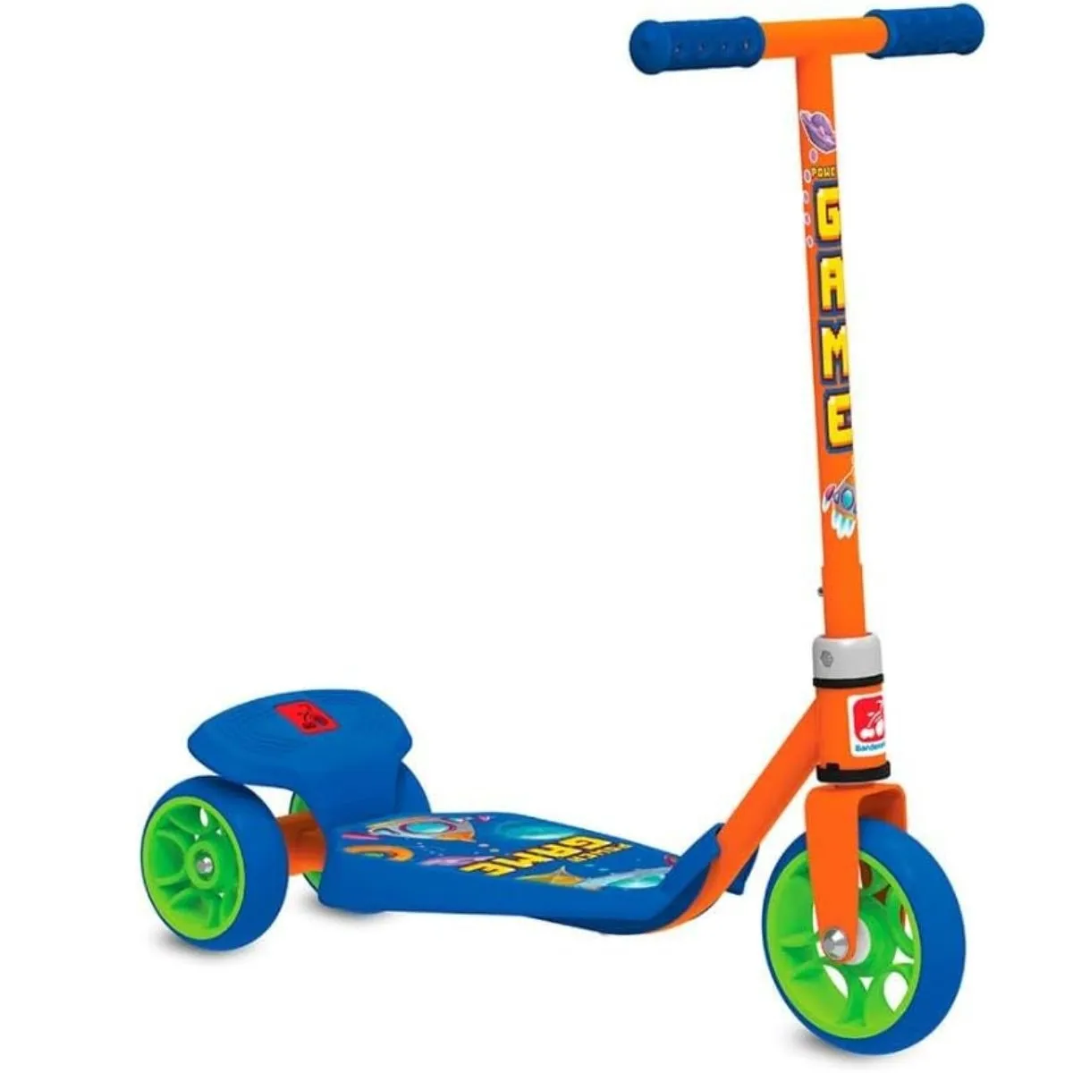 Patinete Infantil Power Game Azul com Freio e 3 Rodas Bandeirante