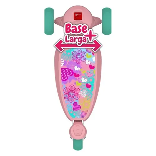 Patinete Infantil Skatenet Kid Flower Rosa com Freio e 3 Rodas Bandeirante