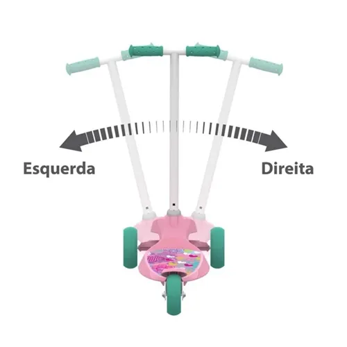 Patinete Infantil Skatenet Kid Flower Rosa com Freio e 3 Rodas Bandeirante
