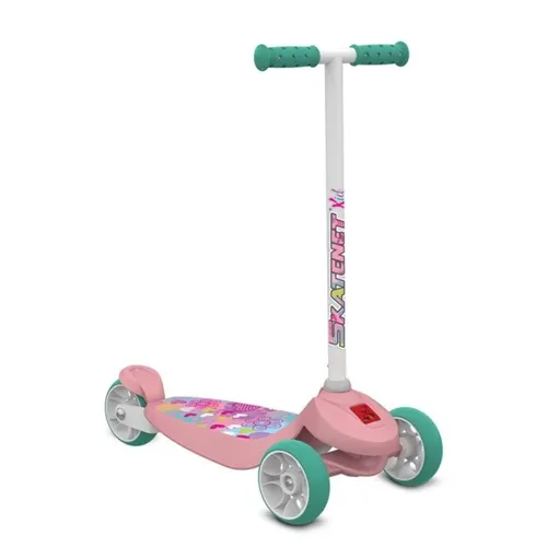 Patinete Infantil Skatenet Kid Flower Rosa com Freio e 3 Rodas Bandeirante