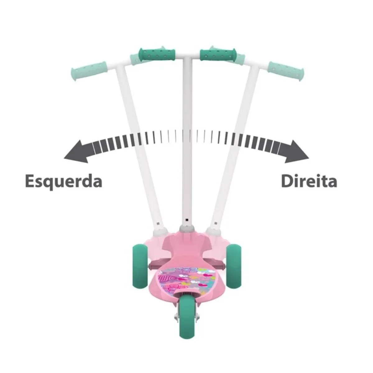 Patinete Infantil Skatenet Kid Flower Rosa com Freio e 3 Rodas Bandeirante