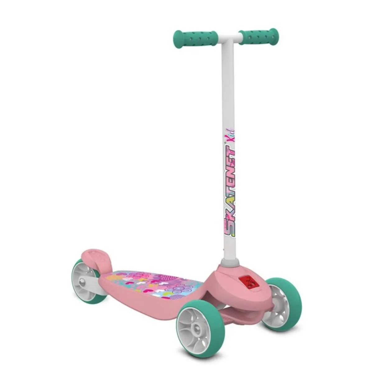 Patinete Infantil Skatenet Kid Flower Rosa com Freio e 3 Rodas Bandeirante