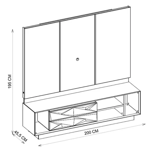 Bancada com Painel Luigi 2,00 Para TV até 75 Form Off White/Freijó