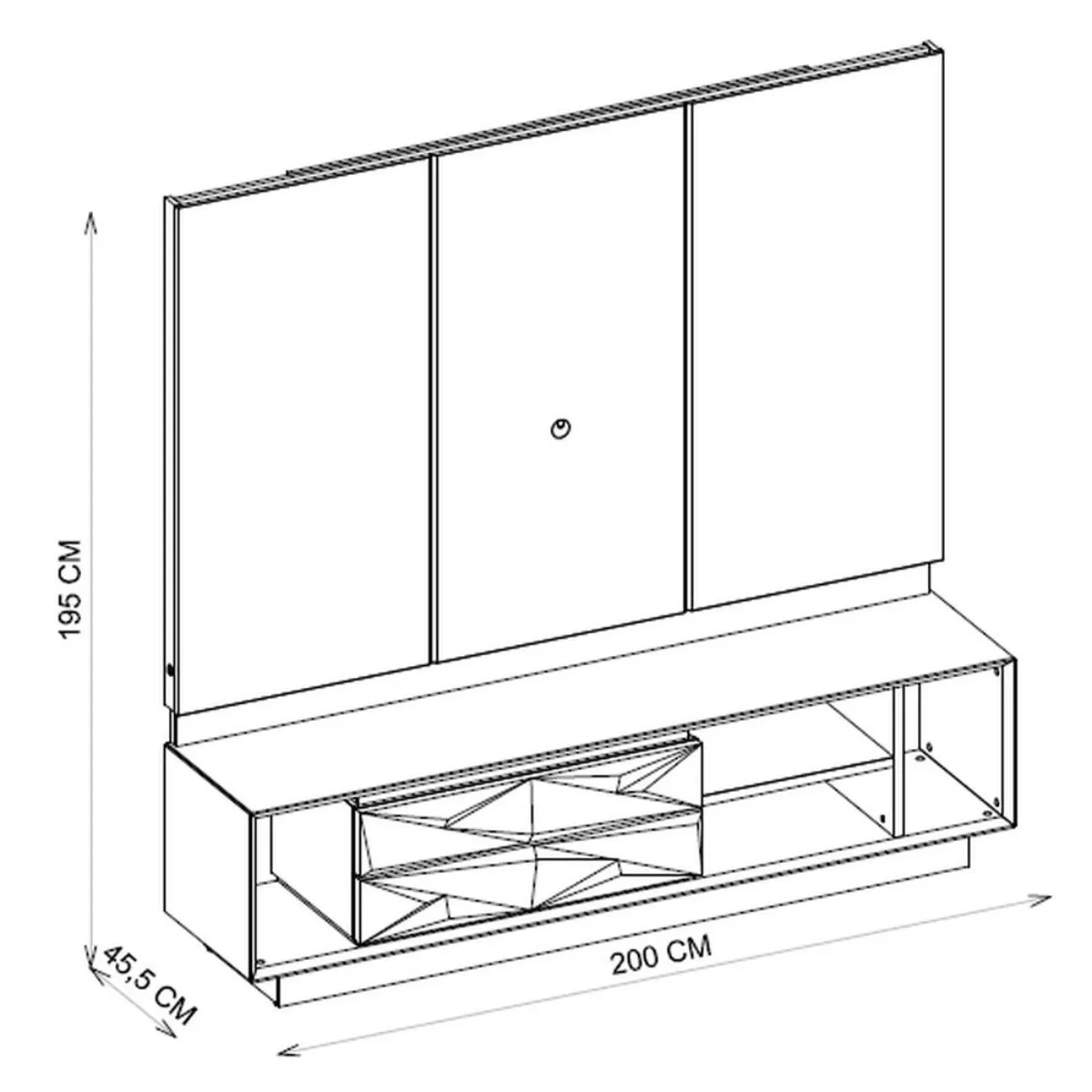 Bancada com Painel Luigi 2,00 Para TV até 75 Form Off White/Freijó