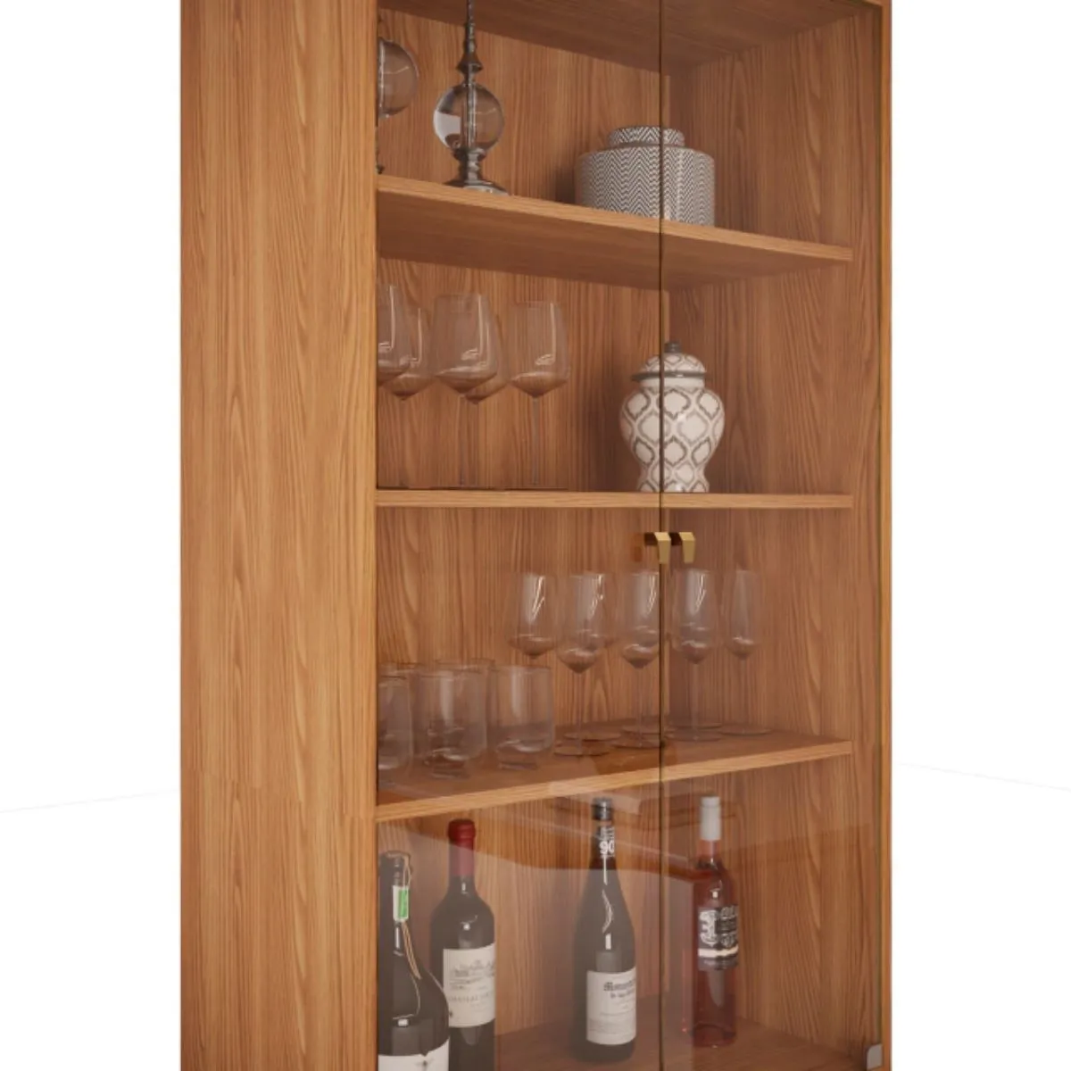 Cristaleira Nice 2 Portas em Vidro 2 Portas em MDF 3 Prateleiras Freijó/Off White DJ