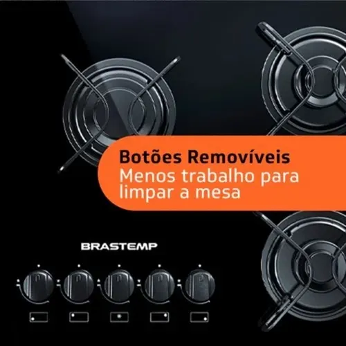 Cooktop 5 Bocas Brastemp com Acendimento Automático Bivolt BDD75AE