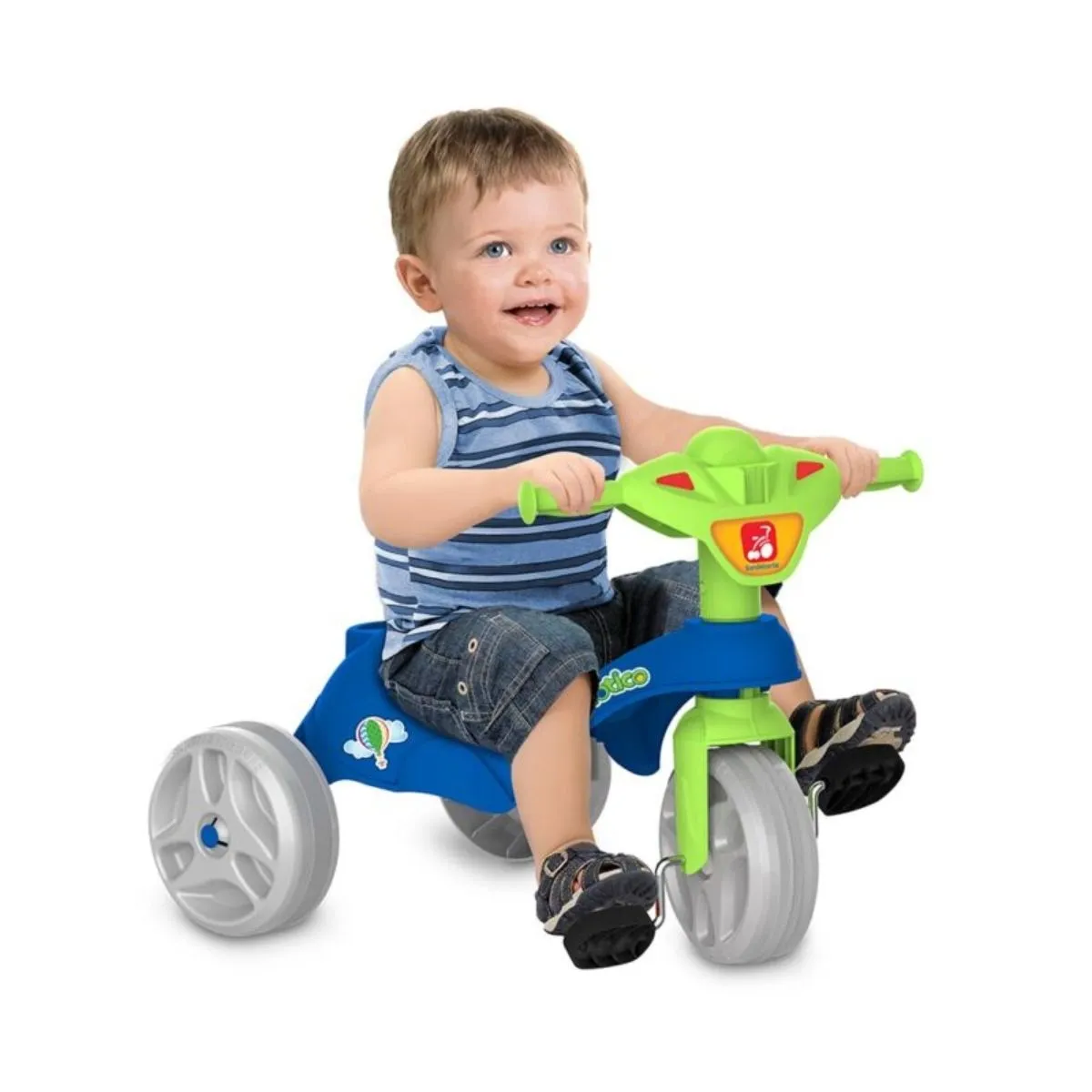 Triciclo Infantil Mototico Azul com Empurrador e Pedal Bandeirante