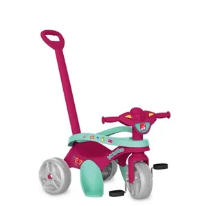 Triciclo Infantil Mototico Rosa com Empurrador e Pedal Bandeirante