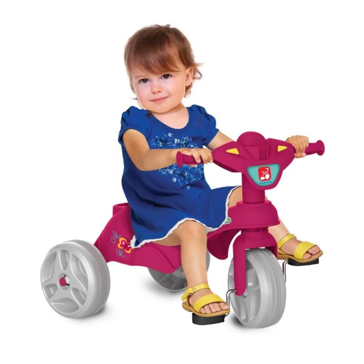 Triciclo Infantil Mototico Rosa com Empurrador e Pedal Bandeirante