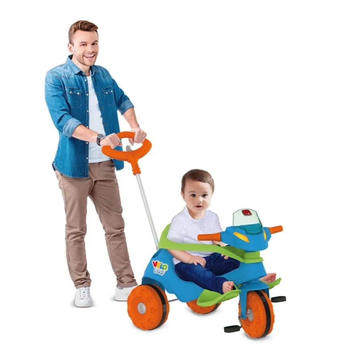 Triciclo Infantil Velobaby Passeio Pedal Azul Bandeirante