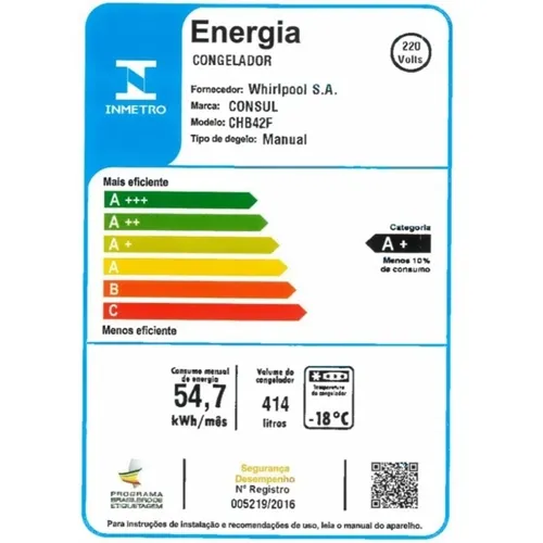Freezer Horizontal 2 Portas 414 Litros Consul 220V Branco CHB42FB