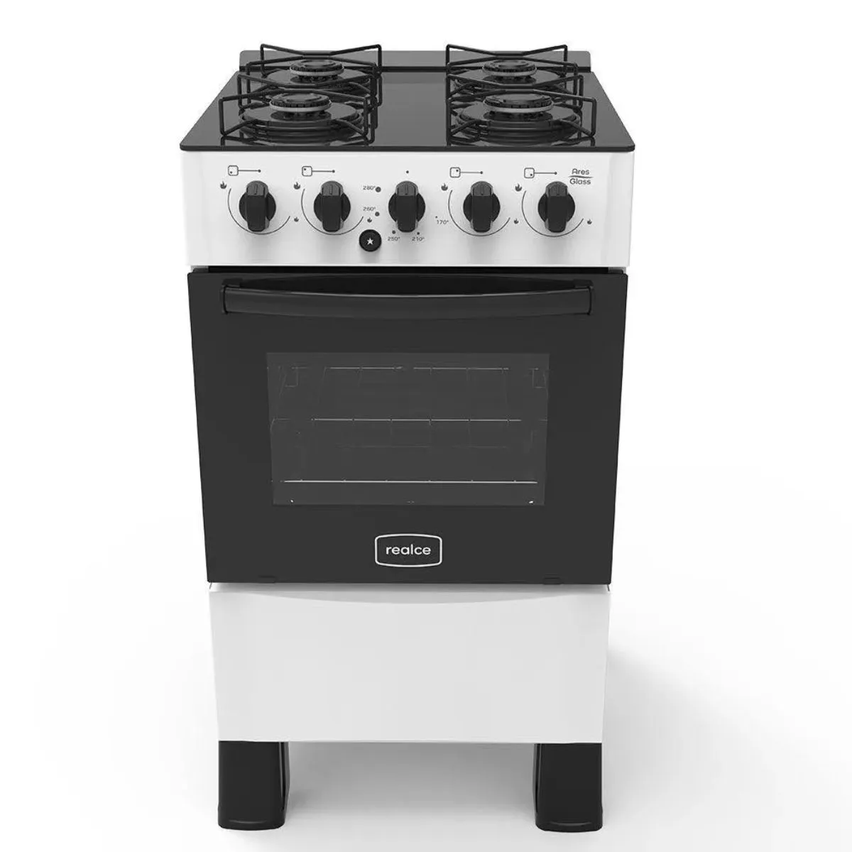 Fogão 4 Bocas Ares Glass Branco Automático sem Tampa Realce