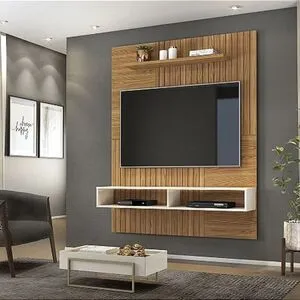 Painel Braga Para TV Até 55 Polegadas Carvalho Nobre/Off White