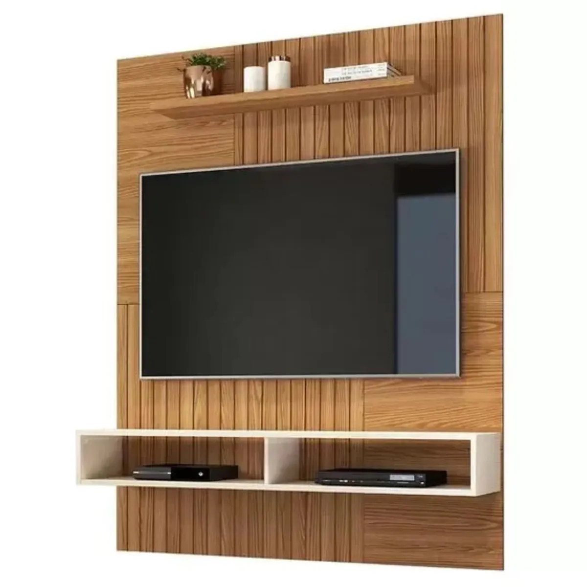 Painel Braga Para TV Até 55 Polegadas Carvalho Nobre/Off White