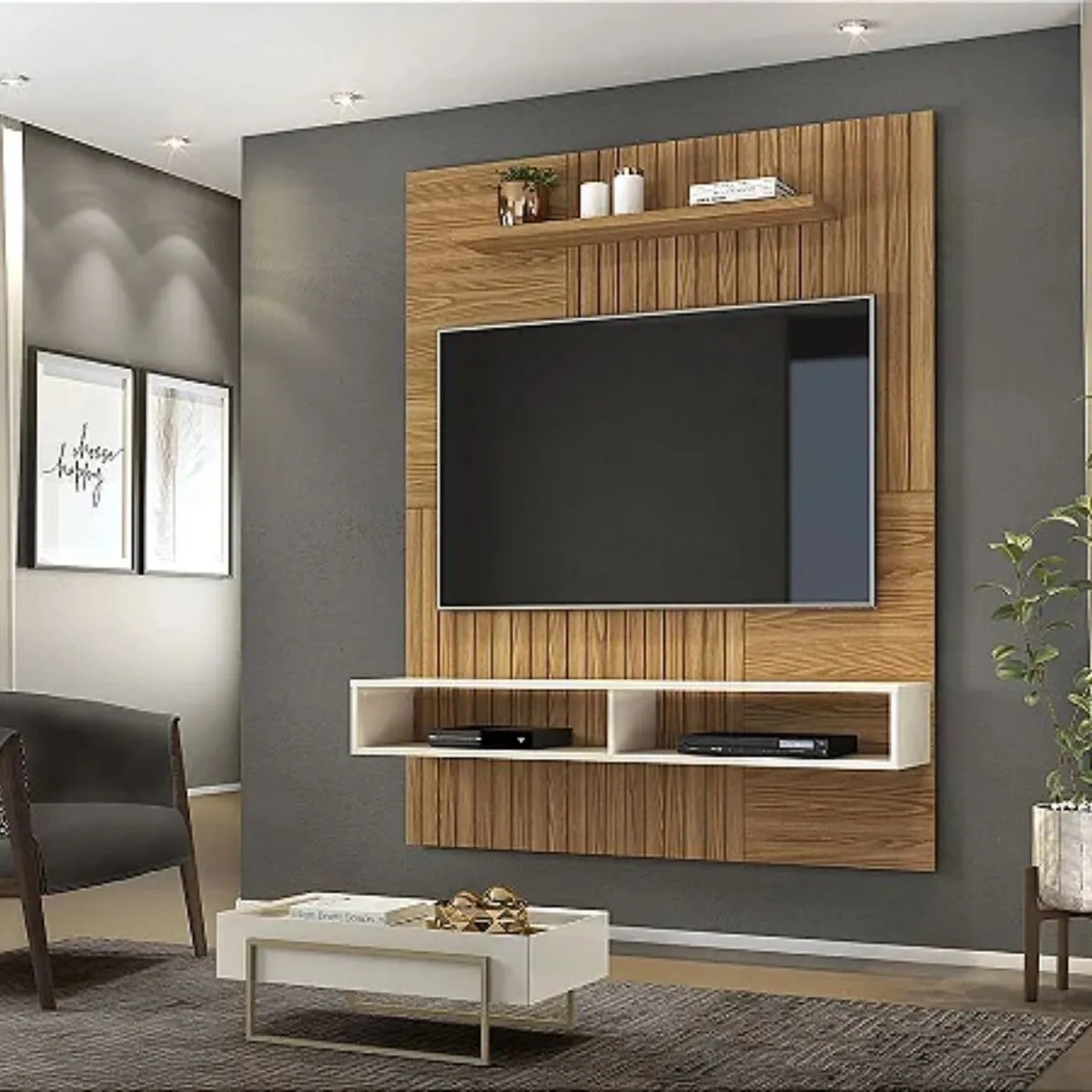 Painel Braga Para TV Até 55 Polegadas Carvalho Nobre/Off White