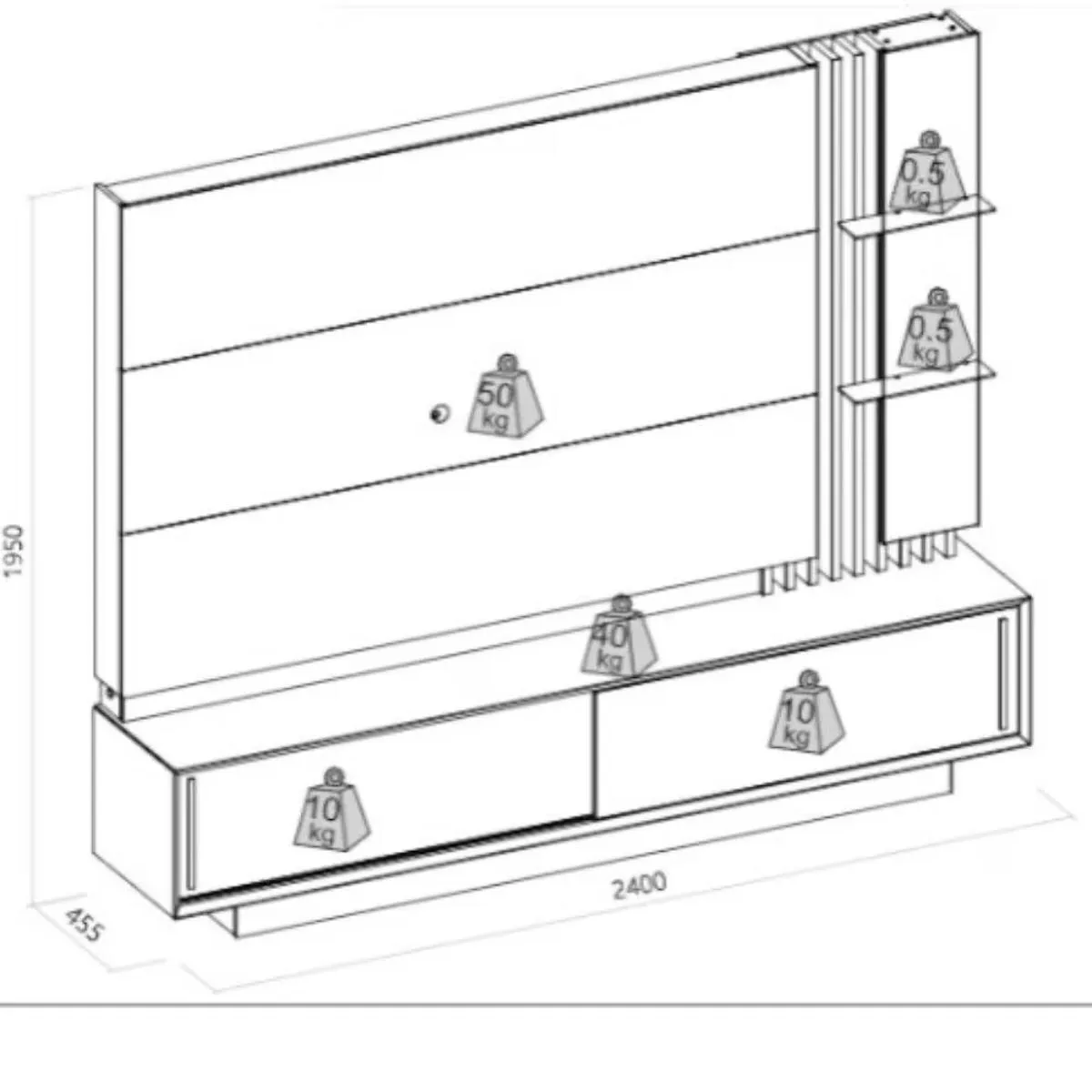 Estante Home Salone Para TV Até 75 Polegadas Griz/Carvalho Nobre
