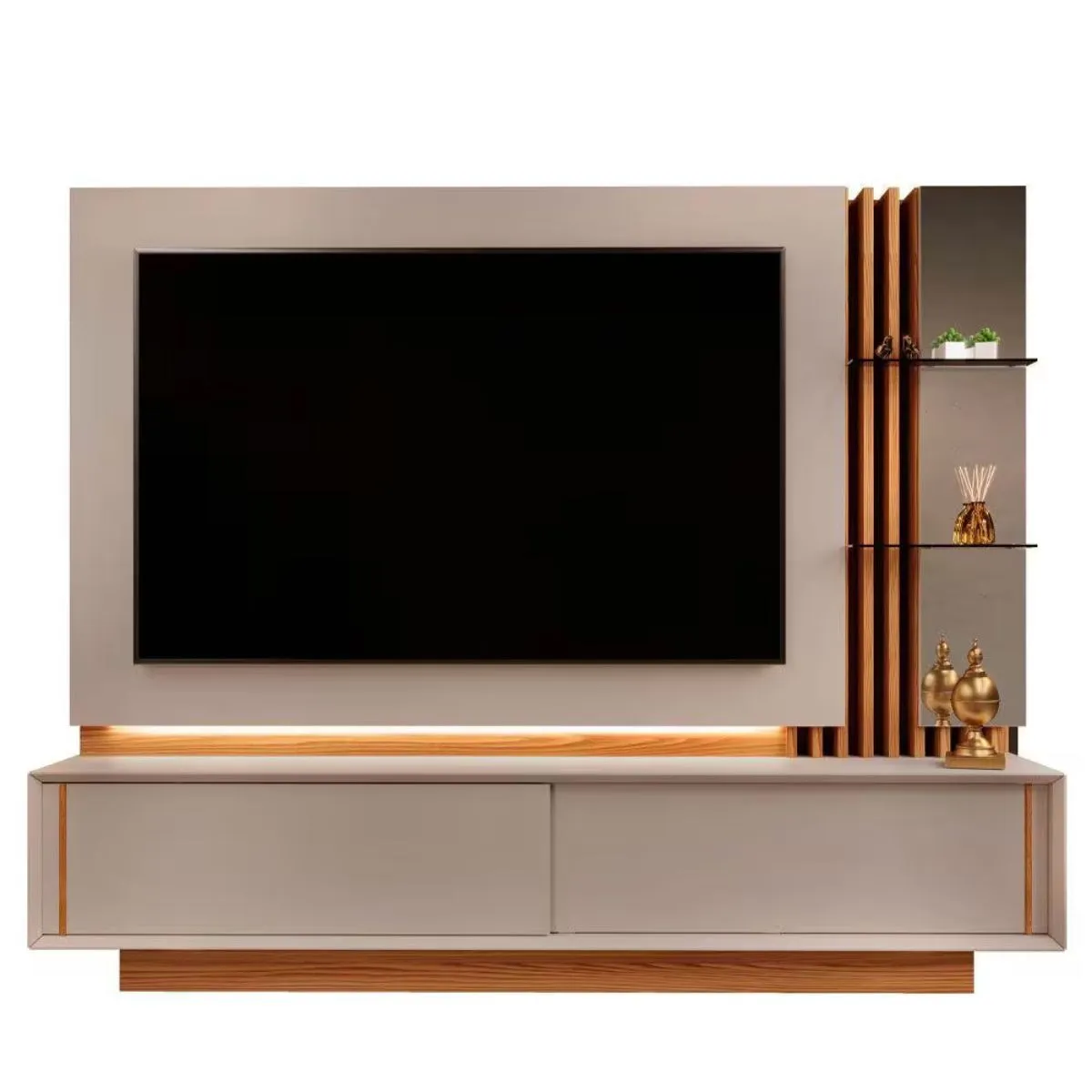 Estante Home Salone Para TV Até 75 Polegadas Griz/Carvalho Nobre