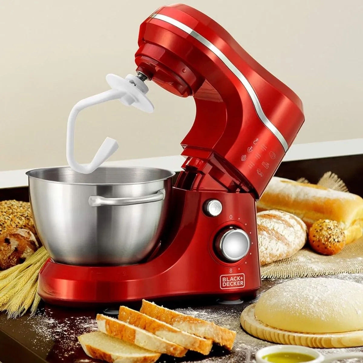 Batedeira Planetária com pedestal Black & Decker 400w Vermelha 220v