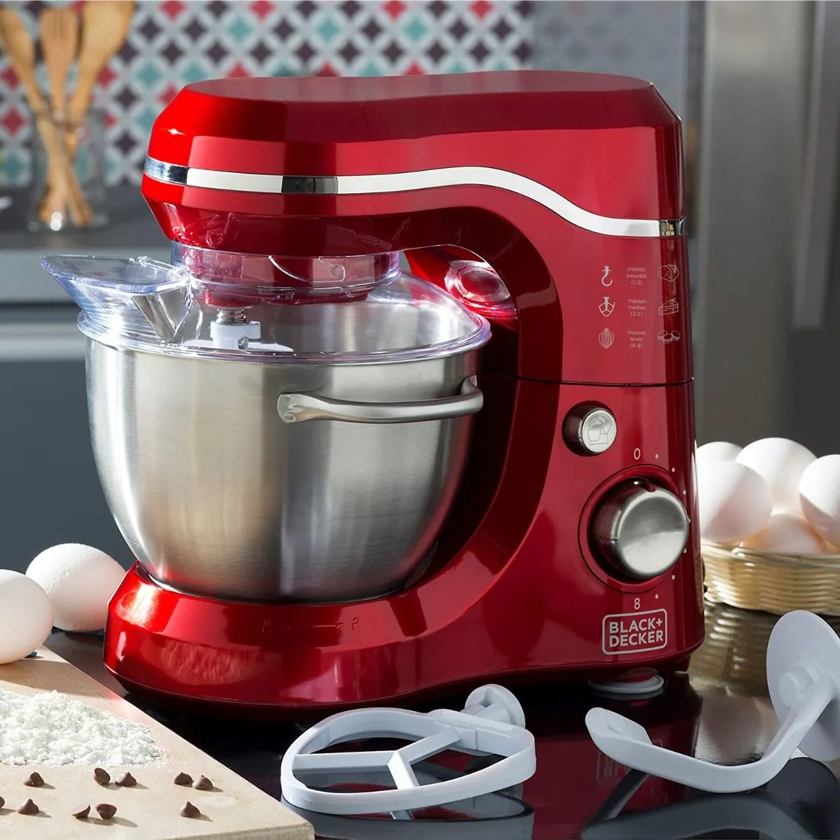 Batedeira Planetária com pedestal Black & Decker 400w Vermelha 220v