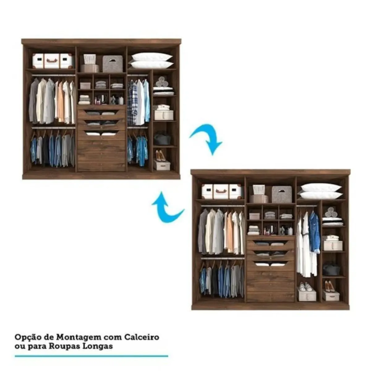 Guarda-Roupa Casal Guarapari 6 Portas Com pés e Espelho Café - Panan