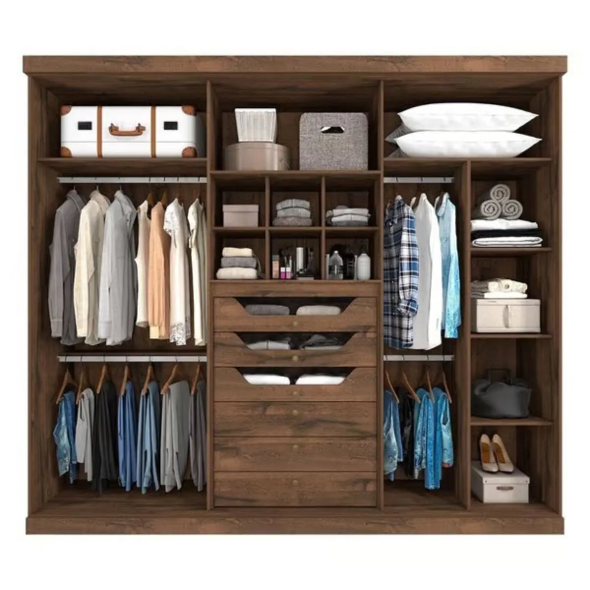 Guarda-Roupa Casal Guarapari 6 Portas Com pés e Espelho Café - Panan