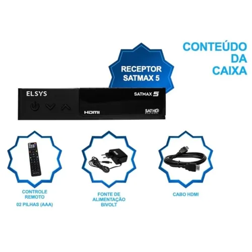 Receptor Digital De Tv Satélite Full HD Elsys Sat HD Satmax 5