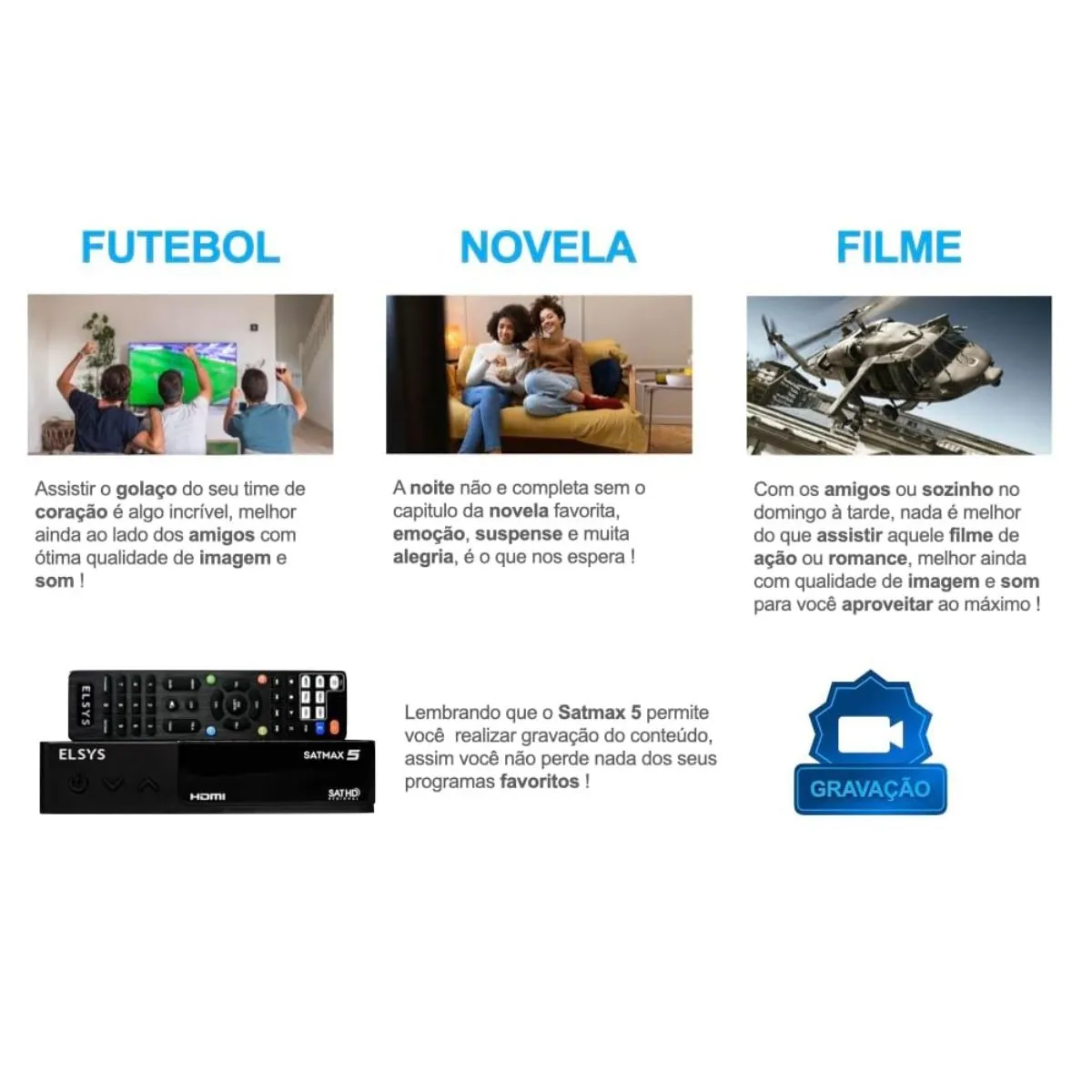 Receptor Digital De Tv Satélite Full HD Elsys Sat HD Satmax 5