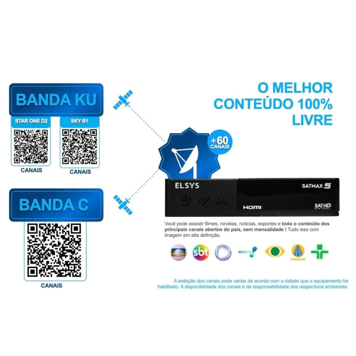 Receptor Digital De Tv Satélite Full HD Elsys Sat HD Satmax 5