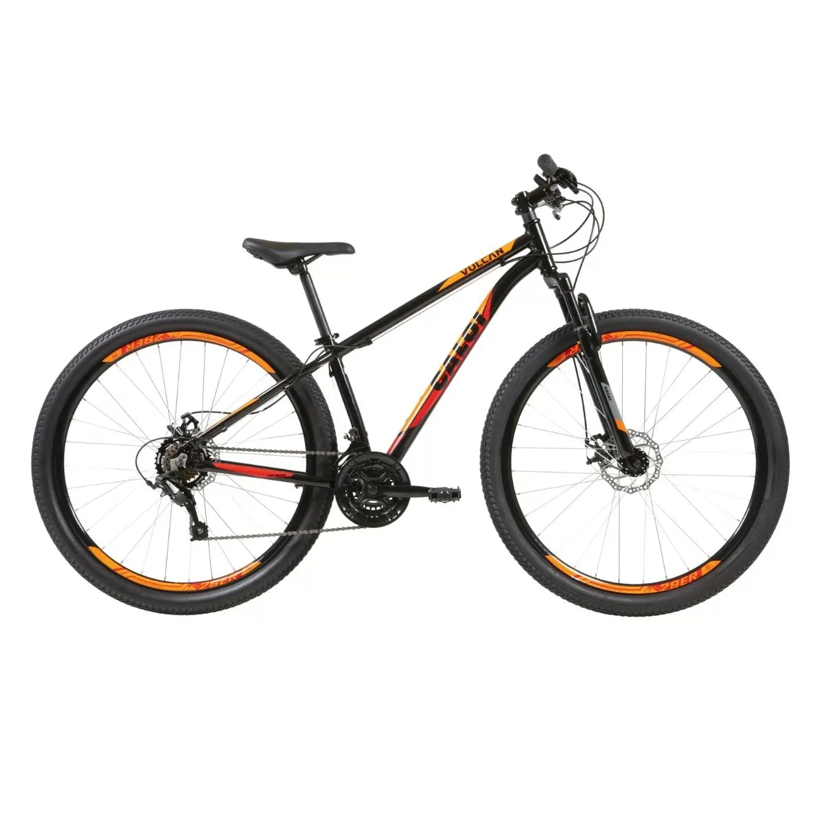 Bicicleta Caloi Vulcan 21 Marchas Aro 29 Quadro 17 Preta Suspensão Dianteira Câmbio Traseiro Shimano