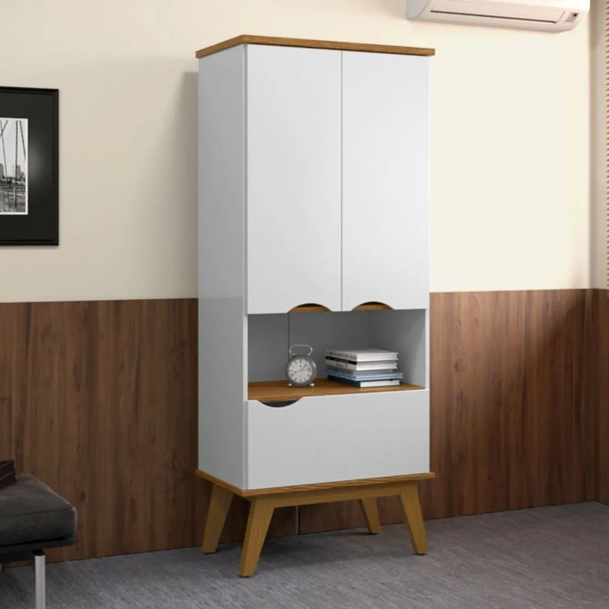 Armário Multiuso Prism Branco Acetinado/Cumaru Patrimar