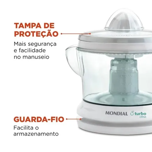 Espremedor de Frutas Mondial Turbo Citrus E-01 Branco 220V