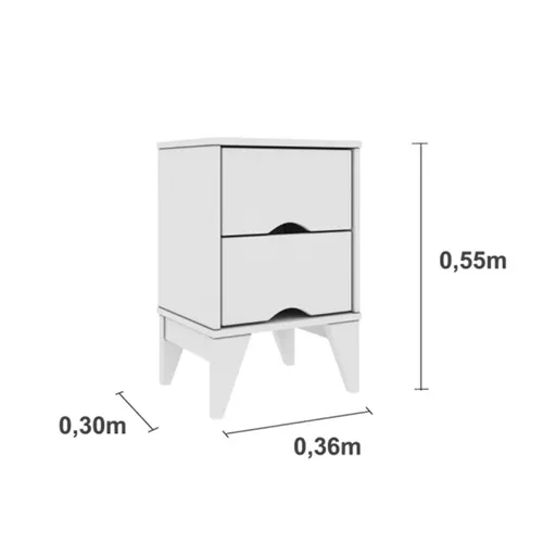 Mesa de Cabeceira 2 Gavetas Twister Tcil Branco/Branco