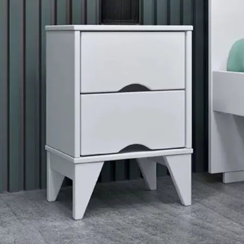 Mesa de Cabeceira 2 Gavetas Twister Tcil Branco/Branco