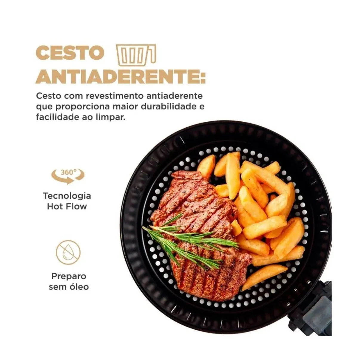 Fritadeira Elétrica Air Fryer Taste 4L Sem Óleo 1400w 220v GT + Livro De Receitas