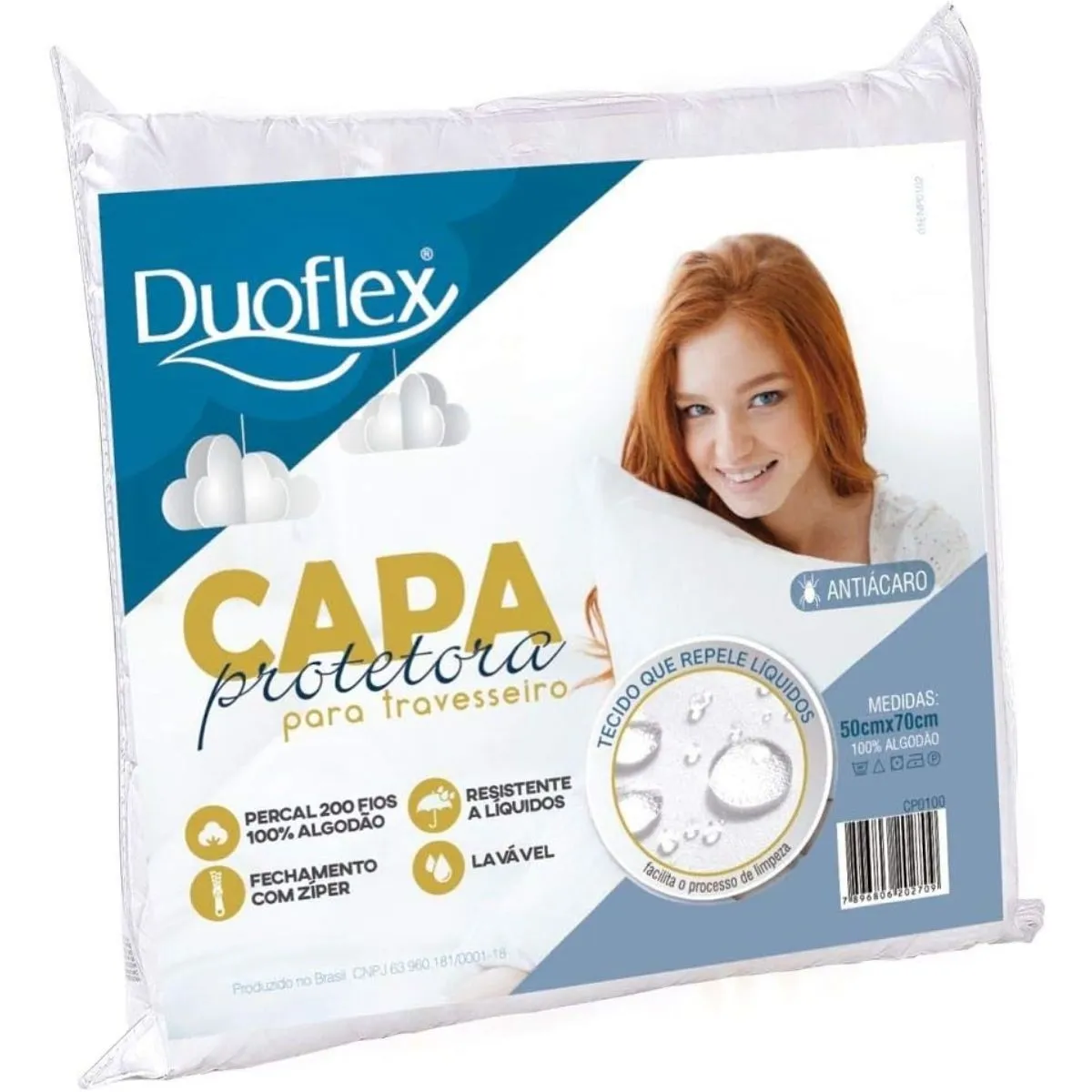 Capa Protetora Para Travesseiro Impermeável 50cm x 70cm Duoflex