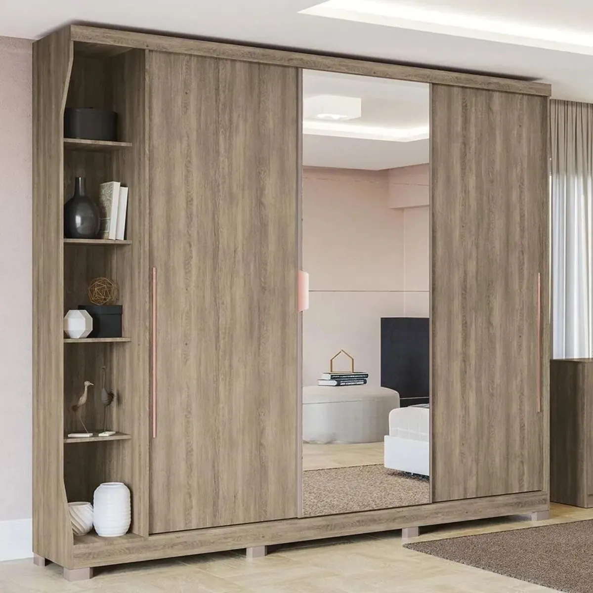 Guarda-Roupa Casal 3 Portas 6 Gavetas Kappesberg Nogal F542